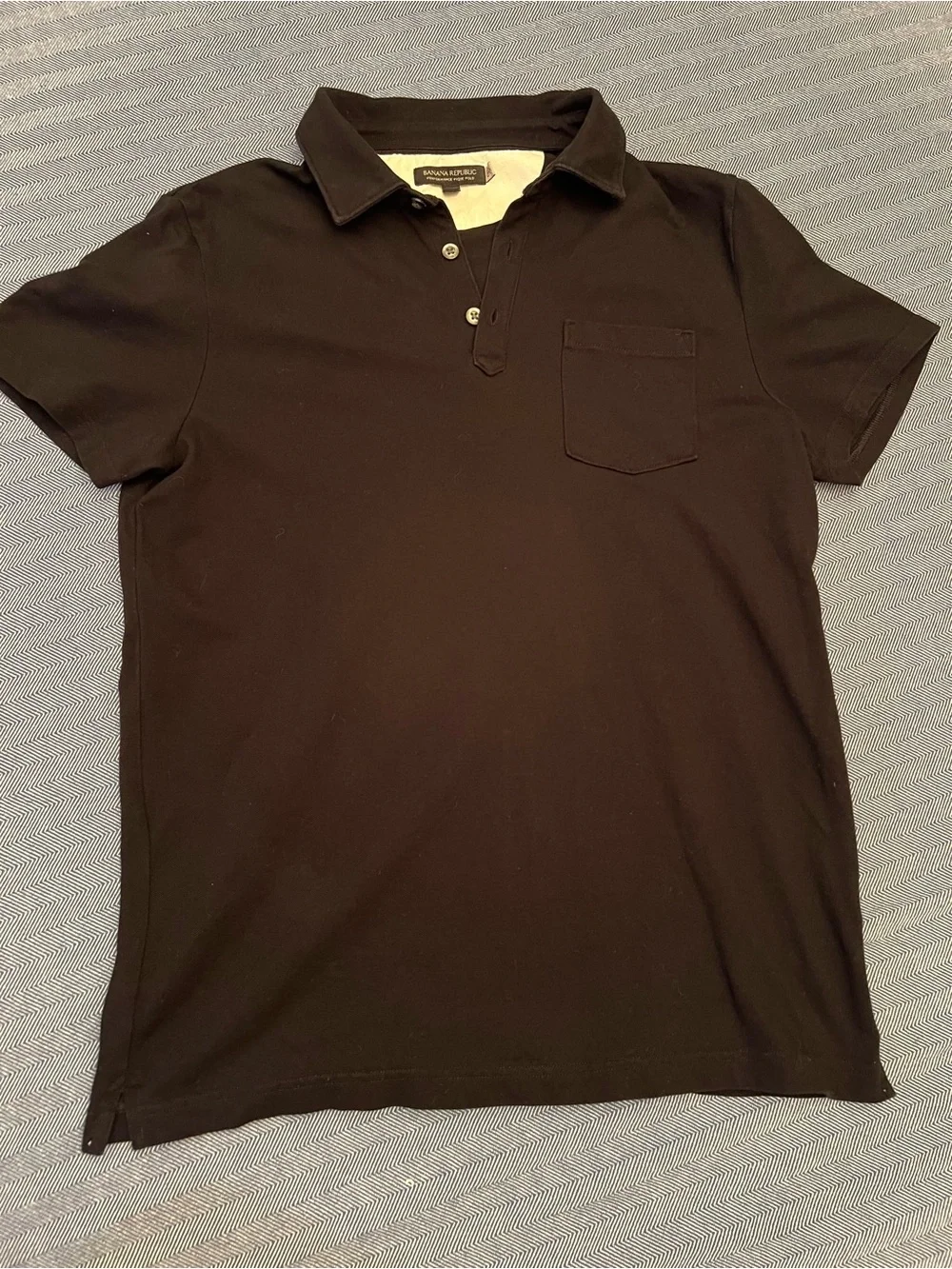 Banana Republic Men’s Black Polo Shirt with Pocket, Size Medium